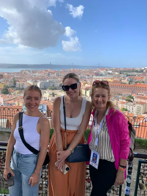 Smiling guests at the Senhora do Monte viewpoint